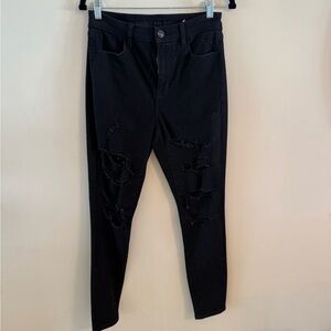 American Eagle Outfitters Black Distressed Skinny Jeans